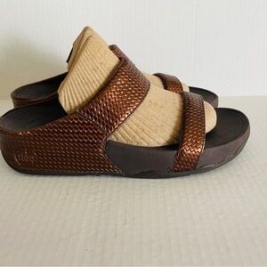 Fitflop Metallic Bronze Slide Sandals Size 8